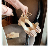 Women's Grape Mom Sexy Square Toe High Hollow Heels